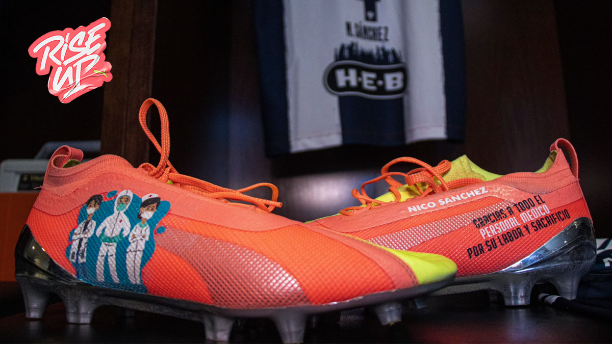 Rayados's tweet photo. 👟| El mensaje de @NicoGabSanchez en sus #RisePack @PUMAmexico 🚀✨

¡#Gracias a todo el personal médico! 💙

#RiseUp 🔝
#ArribaElMonterrey https://t.co/TqM3Wu8DSA