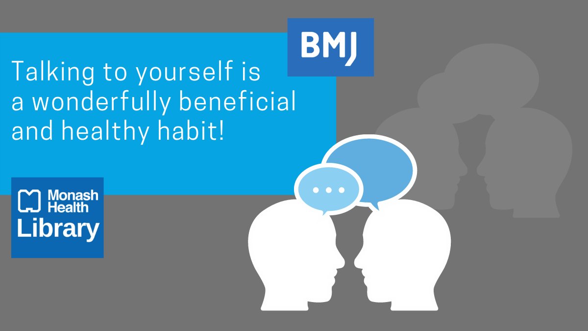 MonashHealthLib's tweet photo. A doctor's reflections suggest that talking to yourself is a wonderfully beneficial and healthy habit, not the first sign of madness https://t.co/4E0G34pW2g
#MonashHealthLib #Selftalk #MentalHealth https://t.co/7yMInPOC0F