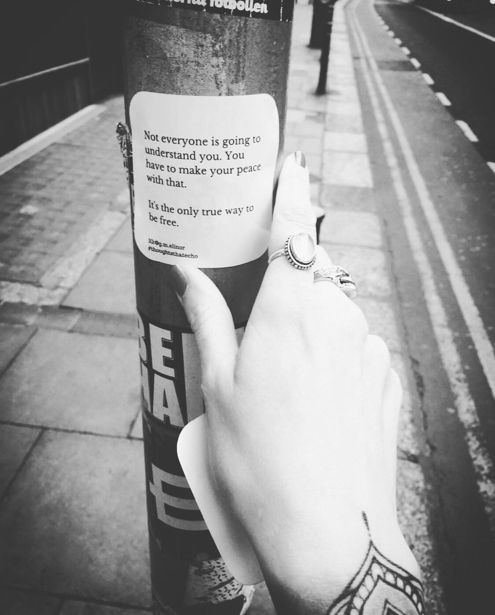 gm_elinor's tweet photo. Not everyone is going to understand you. You have to make your peace with that. It’s the only true way to be free.🙏
#thoughtsthatecho #poetry #inspiration #mentalhealth #streetart https://t.co/BiuwuHolSE