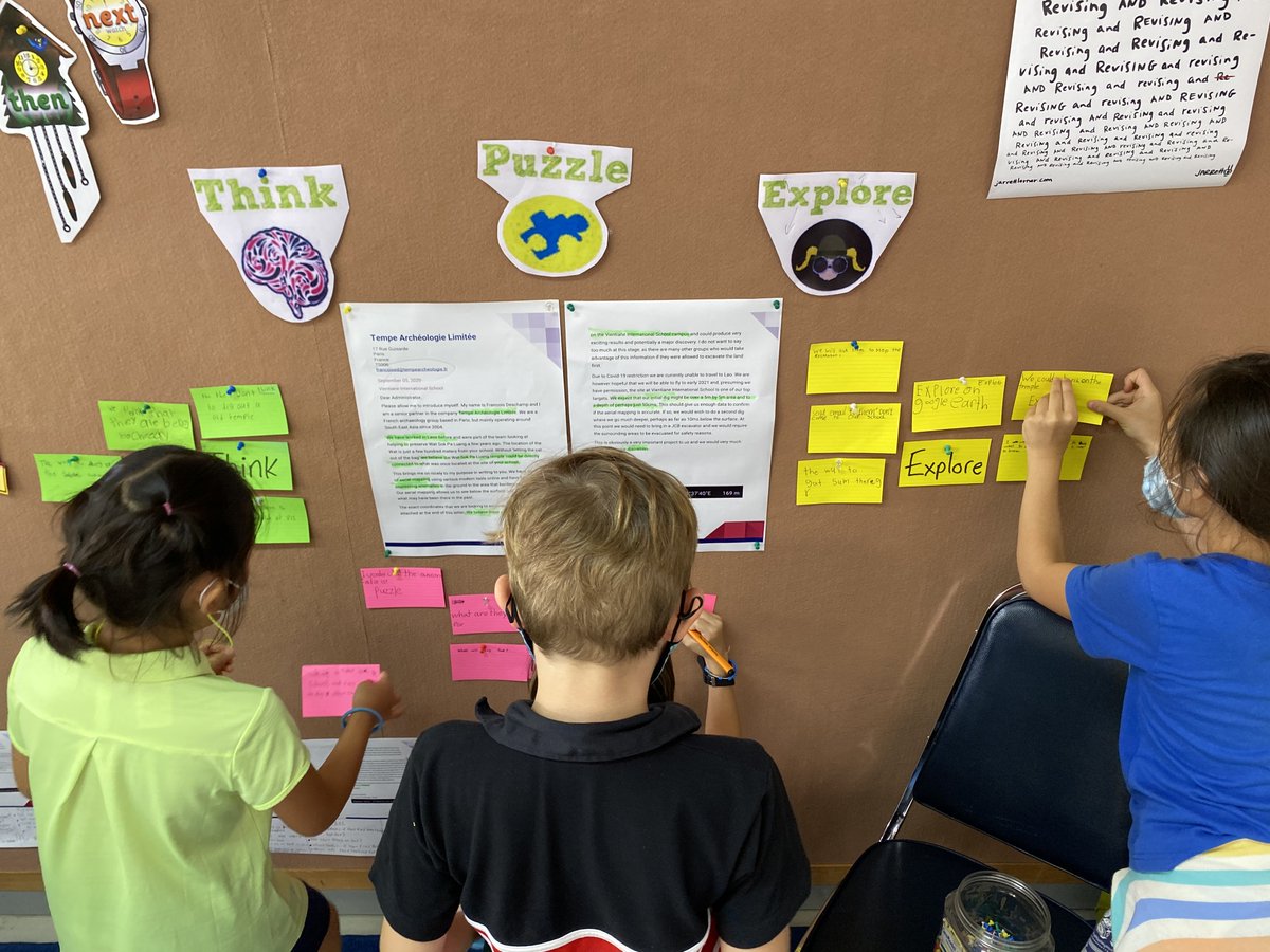 MattCromwellPYP's tweet photo. G3 using the #visiblethinking routine of #thinkpuzzleexplore to closely examine a mysterious new text/proposition. What do we think is the big idea of the text? What puzzles us about the text? What does the text make us want to explore/do now? #provocation #WWAIPAT #ibpyp #vislao https://t.co/YQ0zdAmLfw