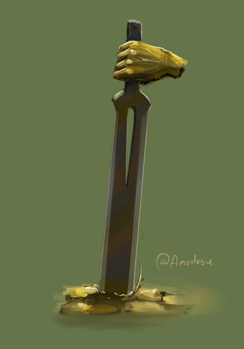  #Swordtember day 8: cursed relic.So um... some genius decided to bless a sword with the ability to turn whatever it touches into gold.... and... well, the handle came off.