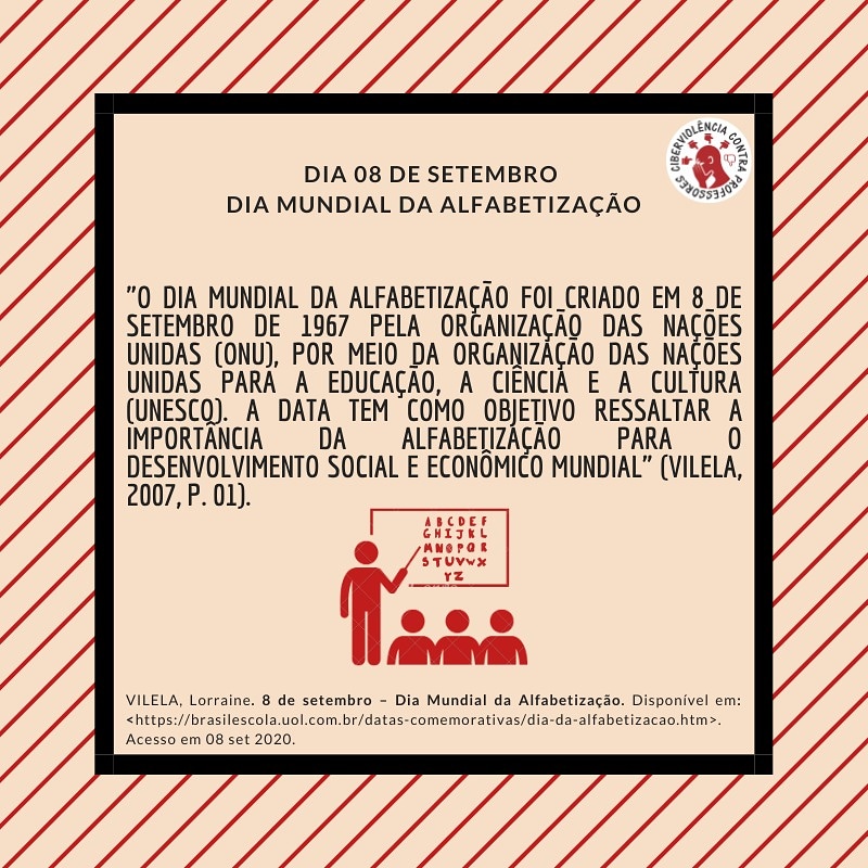 ciberviolenprof's tweet photo. Dia 08 de setembro, dia mundial da alfabetização!
#datascomemorativas
#projetociberviolenciacontraprofessores
#afabetizaçãoeletramento
#nupede
#ufape
#ufrpeuag https://t.co/V5wPJzqUsA