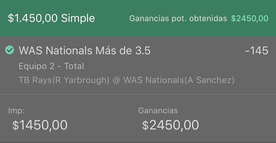 MexMaker's tweet image. En las primeras 3 entradas ganamos con los Nationals.
✅