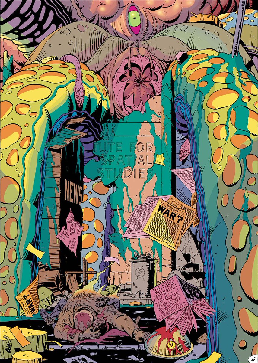 Here's the thing Watchmen has politics in it yeah, it's inform it, but they also present a world that is on the edge of annihilation where the only solution is we send a psychic space squid based on Cthulu mythos stuff to get people to get along.