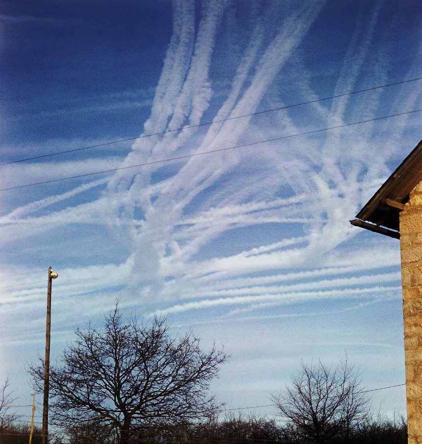 The government is using "chem trails" to control the weather.I once asked a woman if THESE were the most chem trails she'd ever seen.