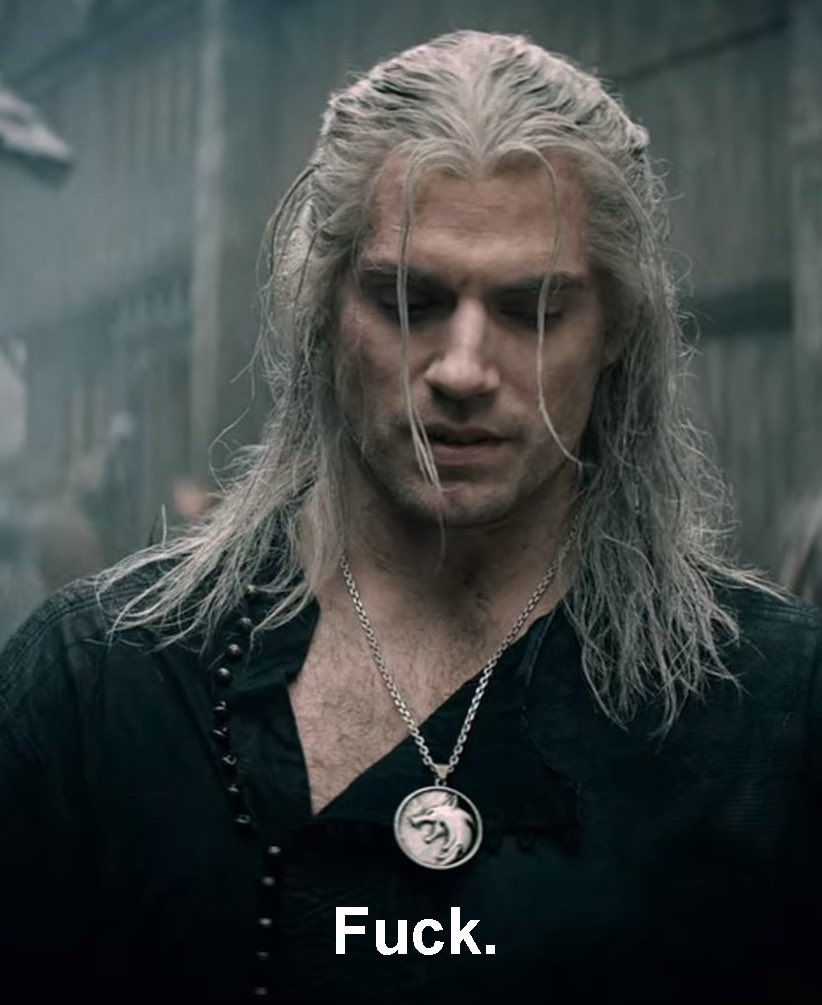 supercavill's tweet photo. when i find myself in times of trouble geralt of rivia comes to me speaking words of wisdom https://t.co/vxE8U26RuD