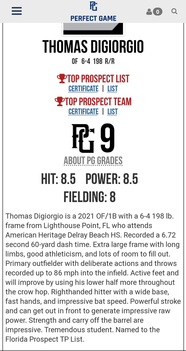 TommyD_3rd's tweet photo. Thank you Perfect Game on the PG 9 grade. @Florida_PG @FlatgroundBats @Siege_Baseball @AHD_Athletics #uncommitted https://t.co/TZO4eJChYX