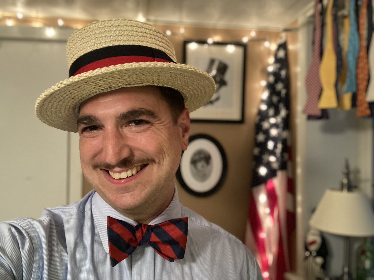 my1928's tweet photo. After many years of waiting for the right opportunity to purchase my first boater... it arrived today. Hoping for a few more sunny days to wear it out before the season ends. #strawboater #my1928 #jjhatcenternyc #bowtie #summerstyle #menstyle #vintagestyle https://t.co/pbymtj1xlj