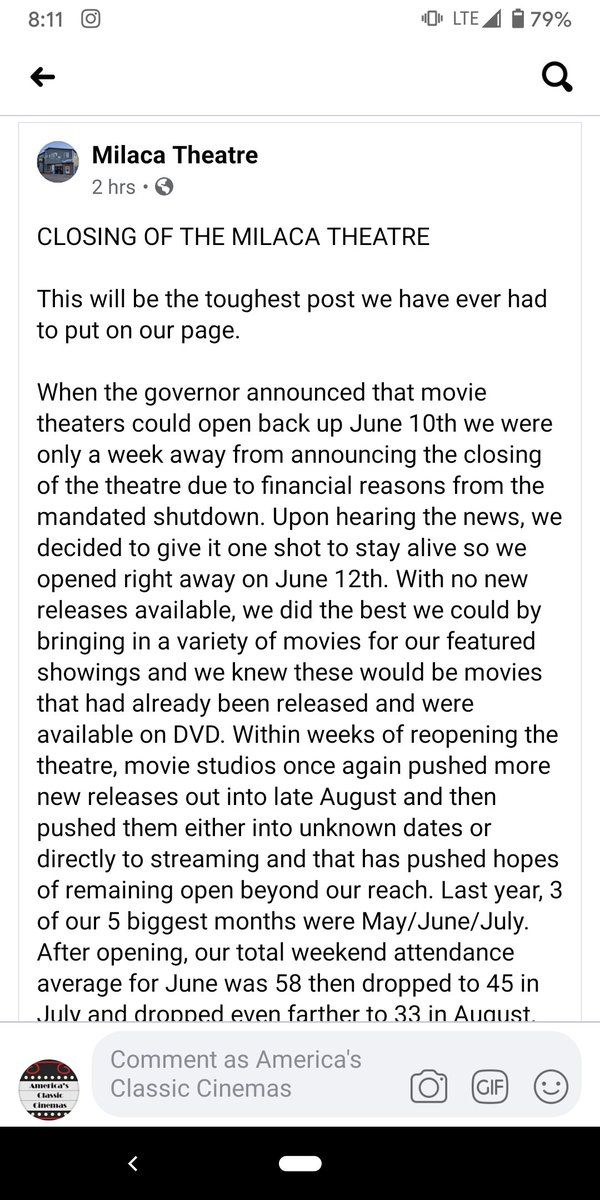 AmClassicCinema's tweet photo. So sorry to hear this news tonight :(
#MilacaTheatre https://t.co/GbduFSPwTv