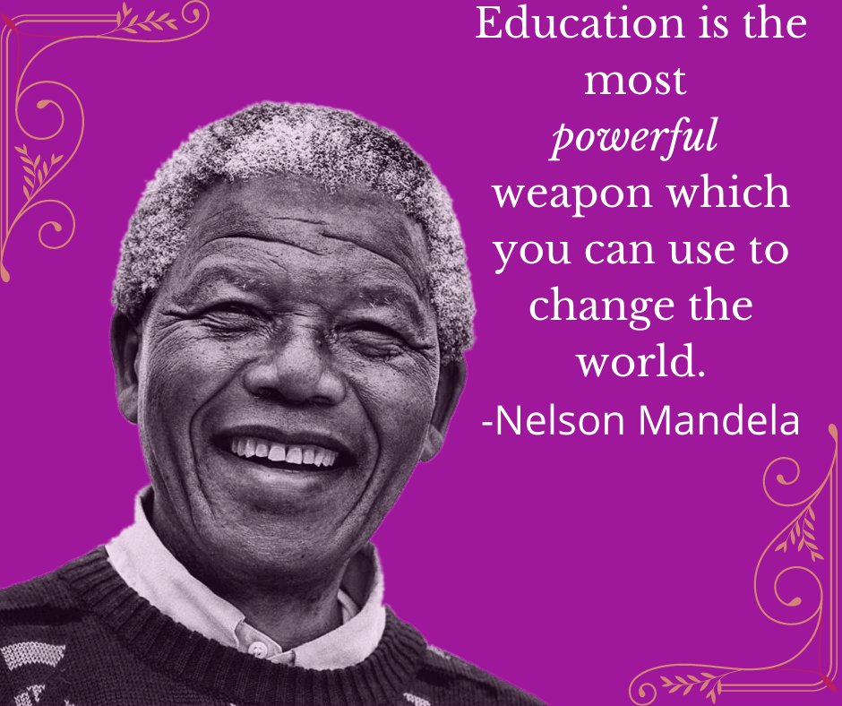 "Education is the most powerful weapon which you can use to change the world." -Nelson Mandela
How does literacy empower your world?
#LiteracyDay #LiteracyDay2020 #LiteracyMatters 
<a href="/decodaliteracy/">Decoda Literacy Solutions</a>