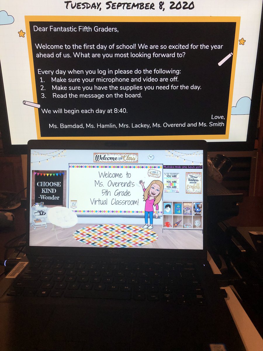 MsMOverend's tweet photo. We had a great first day in 5th Grade! Virtual high “fives” to all my fifth graders! Looking forward to a great year! #Firstdayfairfax #OneTeamOneCommunity @ChurchillRoadES https://t.co/vnDxvdAbWb