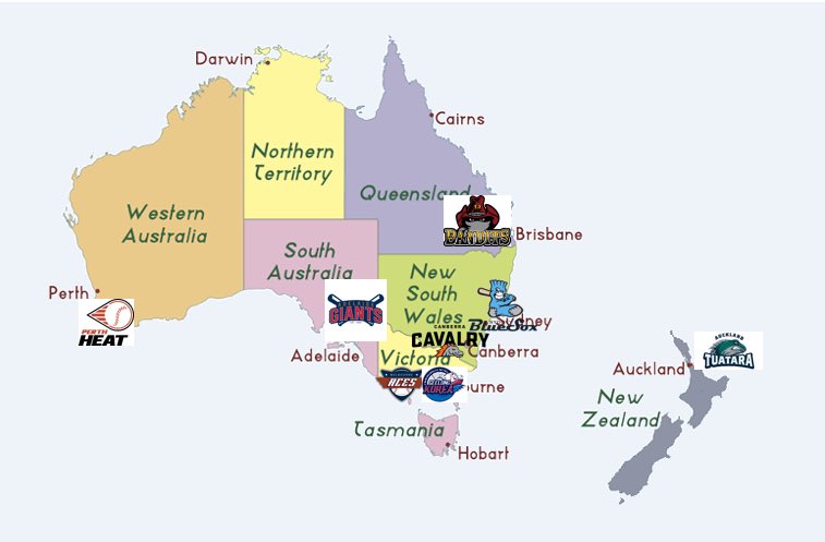 Map showing where the teams are located. Some tough travel for the Perth Heat. More on that later..