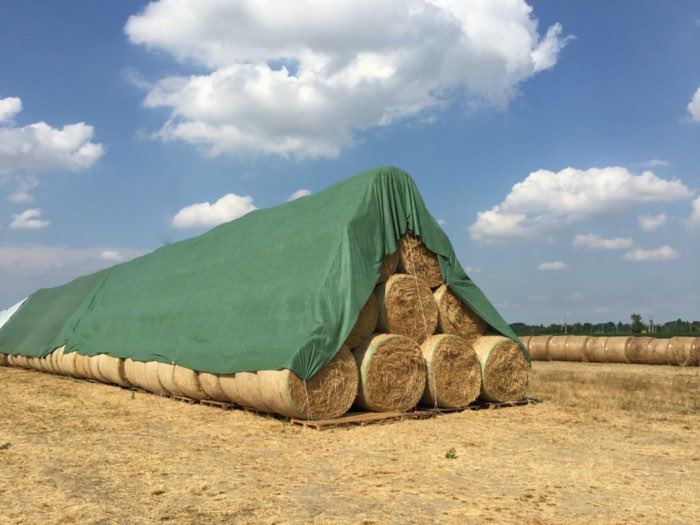 #DidYouKnow with our 39’x82’ breathable hay tarps you can cover 200 4’x4’ round bales, and it only weighs 90 lbs. Barn quality hay anywhere! #harvest2020 #agriculture #farming #roundbales #cows #cowchow #hay #haybales #farmer #FarmLife #horsehay #farmer #farming