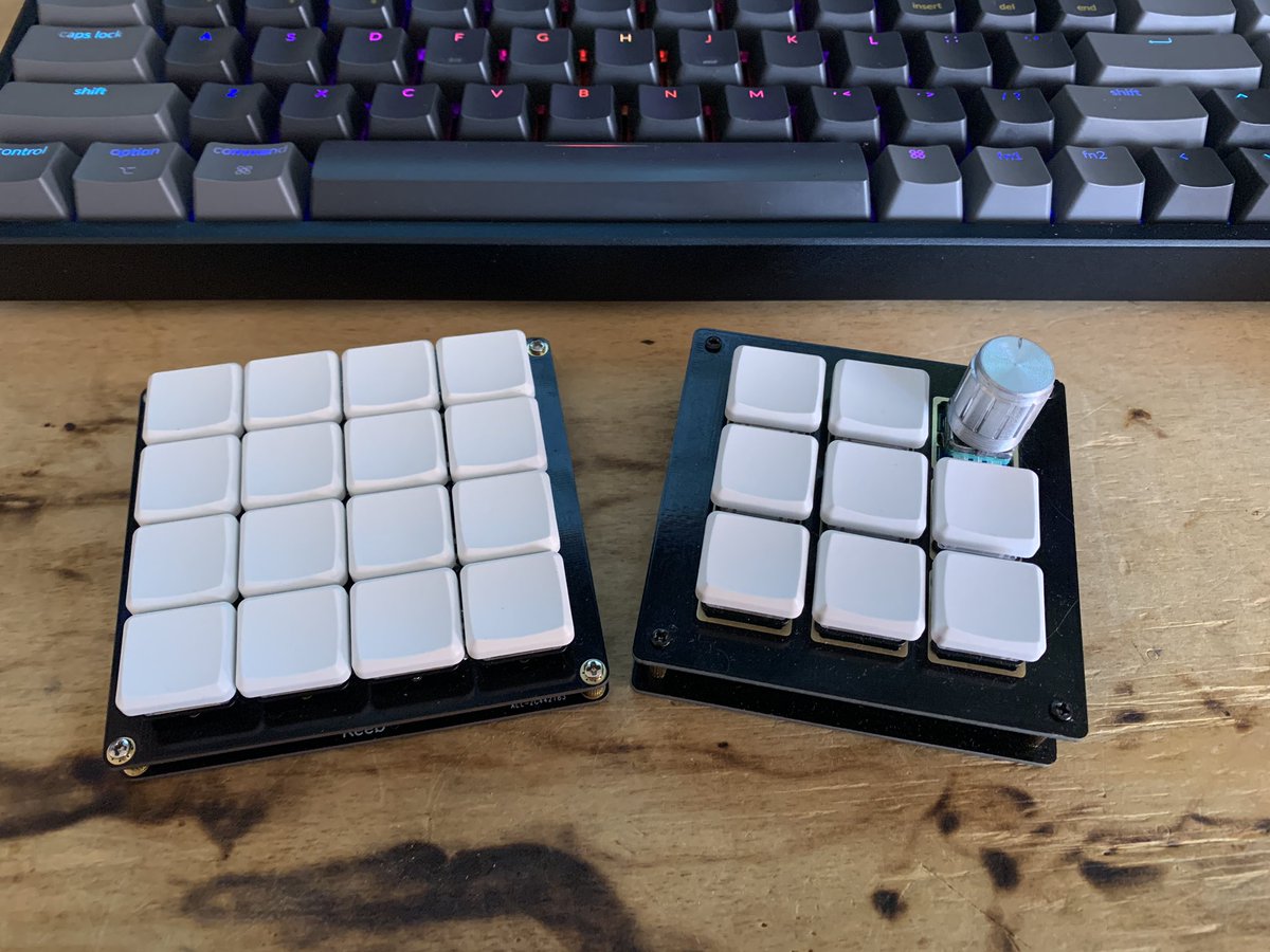 xopher8713's tweet photo. Made some mechanical macro pads because I miss soldering and I have been looking into making my own custom keyboard and felt it would be good practice #MechanicalKeyboard #Soldering #Maker #Programmer #Linux #qmk https://t.co/jb7vf9kgj1