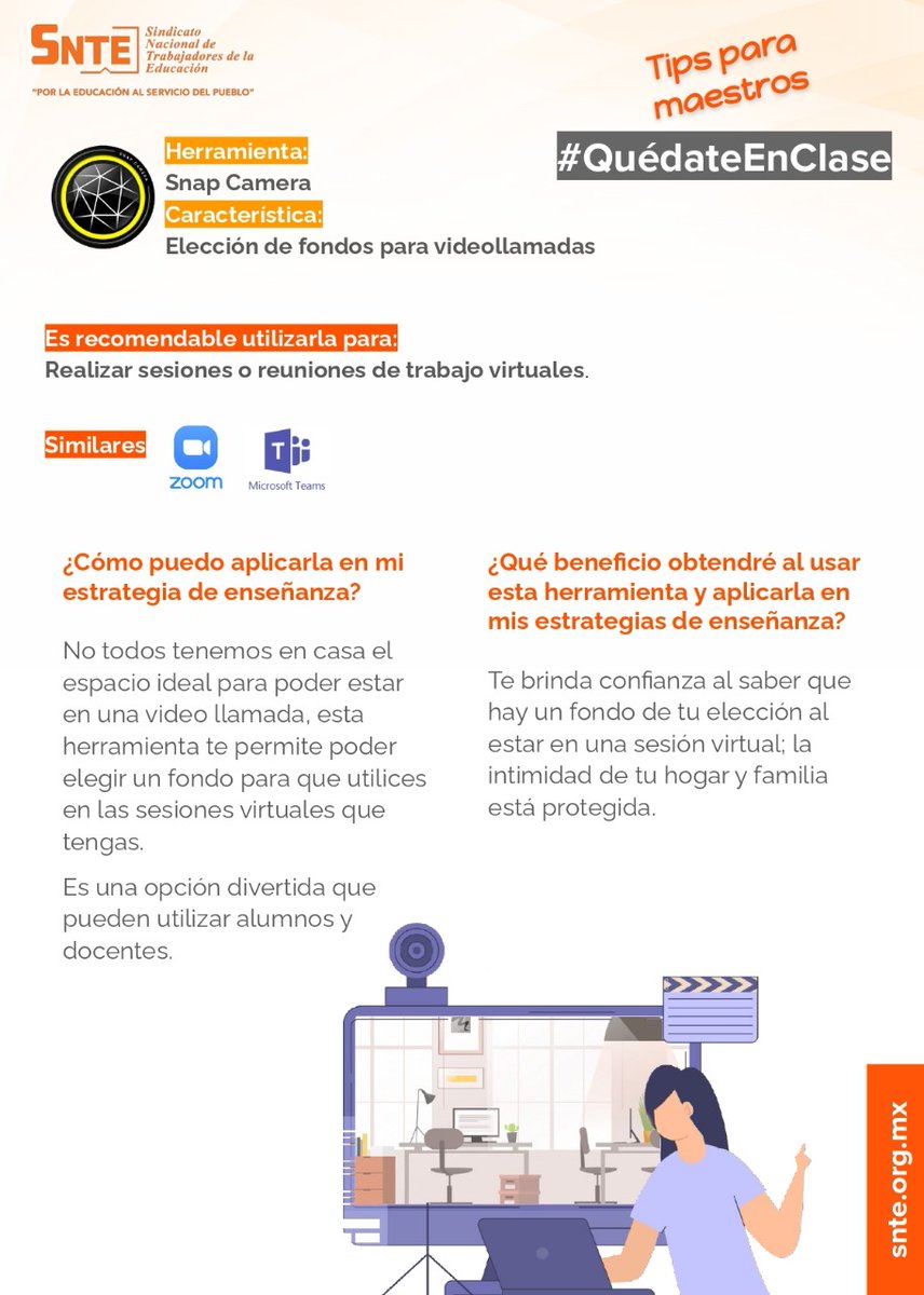 VictorMiss's tweet photo. #QuedateEnClase 👨‍🏫🔛👨‍💻

🔴 Con 👉@TheSnapCamera 📲 la educación inclusiva es otra dimensión con fondos interactivos y divertidos 🤡 Más #SNTEtips 💡 https://t.co/m8a68jypw1

#QuedateEnCasa https://t.co/DHAb1GqvQf
