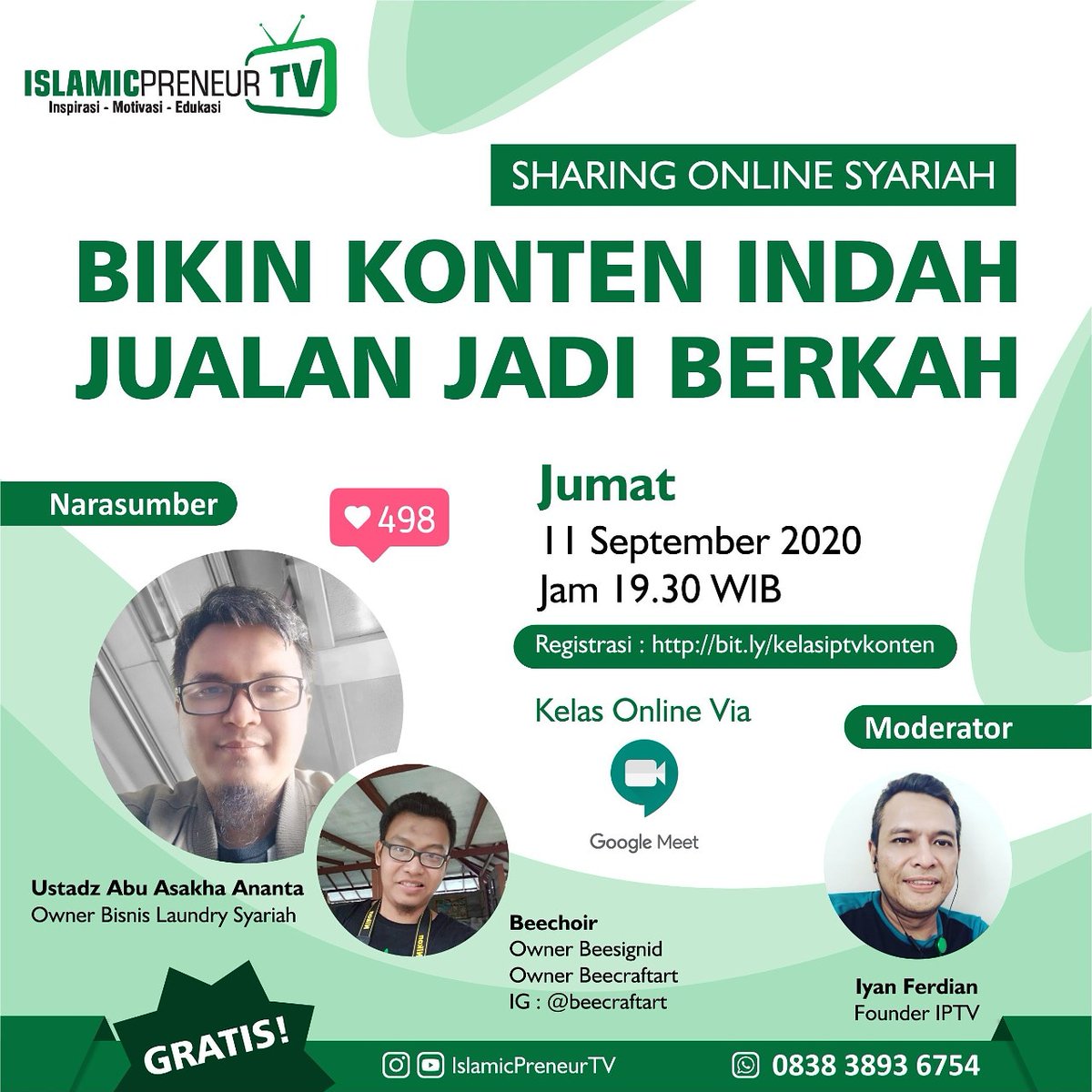 Bismillah, FREE!! daftar langsung di bit.ly/kelasiptvkonten