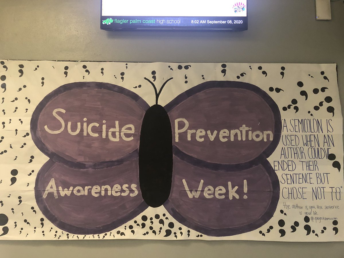 EvanaFretterd's tweet photo. During Suicide Prevention Awareness week @FPCSGA has some activities planned to spread awareness. You’re not alone! Suicide prevention Helpline text TALK to 741741. #projectsemicolon @FPCHS #FPCstrongerTogetherUnited https://t.co/QTSBLGquZM