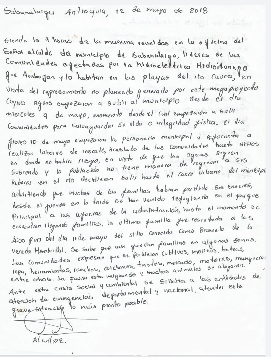 RiosVivosColom's tweet photo. Cuando salen a retractarse todos aquellos que acusaron a la "naturaleza" del desastre de #Hidroituango? Cuándo salen a reparar el daño que hemos sufrido las comunidades y el ecosistema? @QuinteroCalle acá hay unas víctimas que usted no ha escuchado, al igual que sus antecesores. https://t.co/vVWW26bdeA