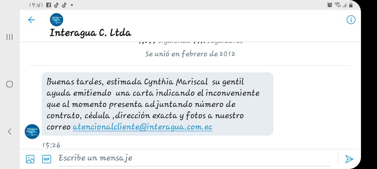 CynthiaMarisc11's tweet photo. @interagua @cynthiaviteri @Aeropuerto_AAG @alcaldiagye @Urb_ViaLaCosta @comunidadgye @interagua está no es la respuesta que necesito puesto que ustedes tocaron las puertas de cada uno de los moradores y ahora quieren que nosotros  gestionemos por un oficio #BastaYa  #queremossolucion https://t.co/yM0cJbITE4