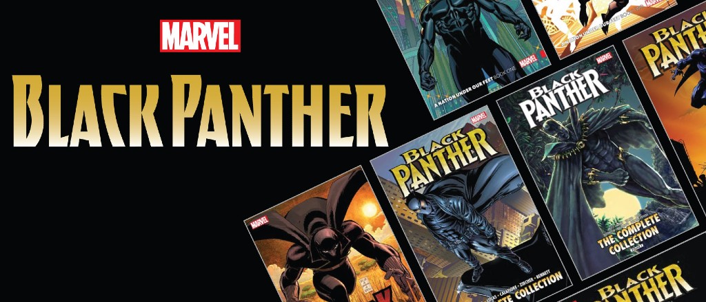 a compliation of comic covers for the series Black Panther