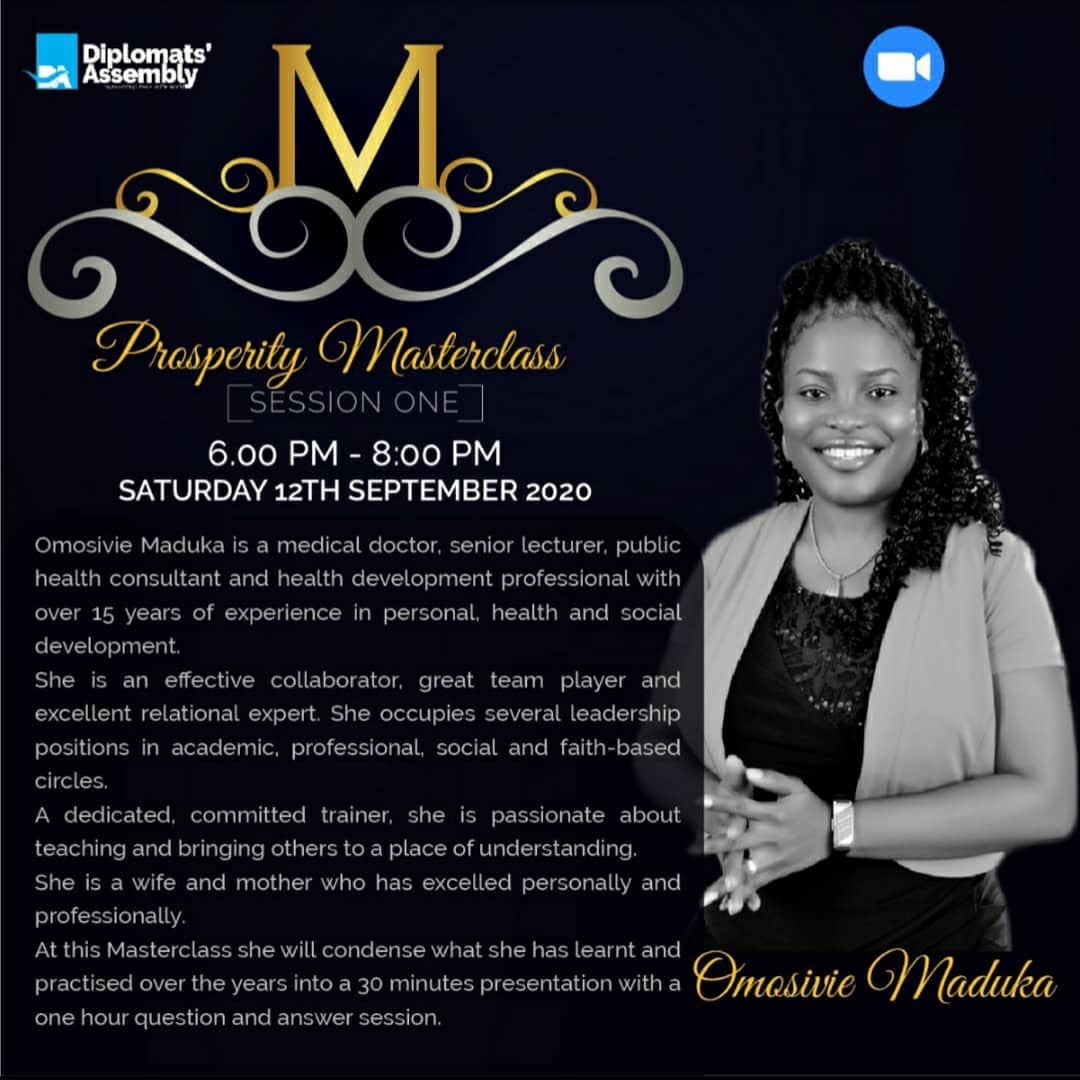 diplomatsassem1's tweet image. Do you dream of more?
Plan to attend this Masterclass this Saturday 12th September 2020 between 6pm and 8pm.
Zoom meeting link will be sent after registration.
Register now by clicking on the link  forms.gle/2TDDyUQi5kBhpa…
 #Prosperity #MasterClass #Zoom
#DiplomatsAssembly #DACPH