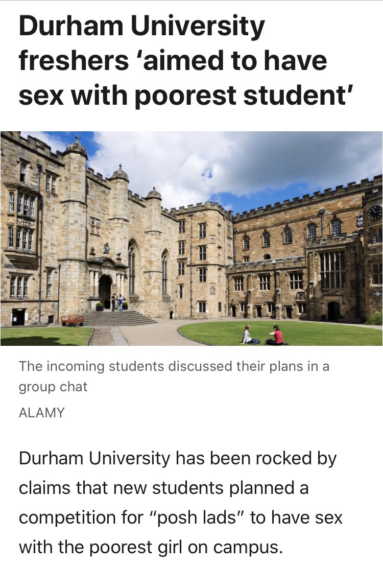 DrK_IngalaSmith's tweet photo. Class privilege and sexual violence at Durham University. https://t.co/ARLAveJgYU