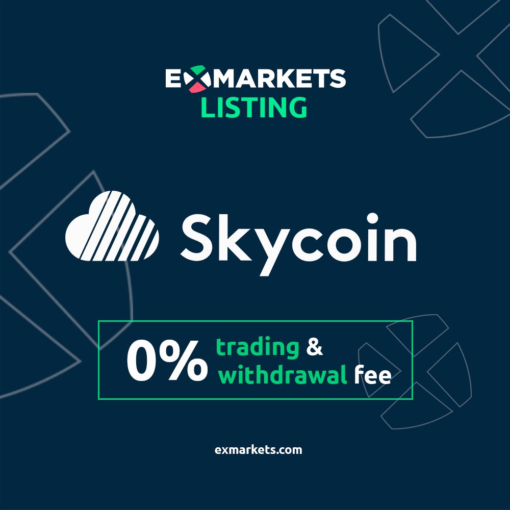 #ExMarkets adds Skycoin to its platform‼️

 #Skycoin is currently rebuilding the global internet from the ground up with the Skywire meshnet to ensure security for everyone.

Start trading with 0% trading &amp; no hidden fees! at exmarkets.com

 #cryptocurrency #cryptonews