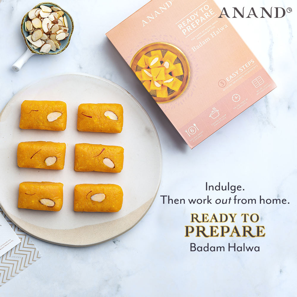 AnandSweetsInd's tweet photo. Make your own indulgent Badam Halwa at home. Then sweat it out from the comfort of your home as well. Our RTP range makes your work out sweeter.

#CreateYourAnand #AnandSweetsIndia #AnandSweetsandSavouries #stayhomegetcooking #makeitathome #CraveMakeEat #badamhalwa #halwa #halwai https://t.co/txidM51m43