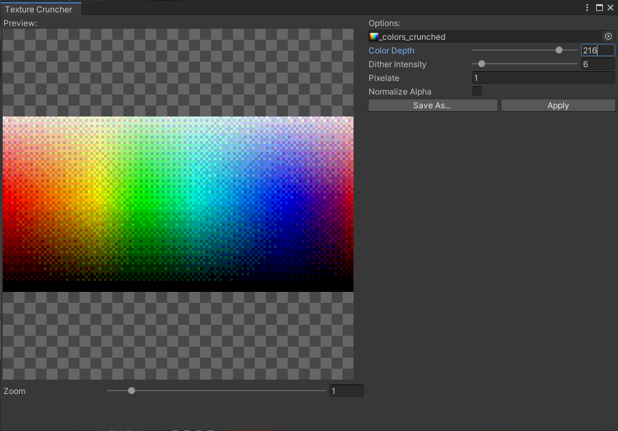 tripleaxis's tweet photo. Introducing Texture Cruncher, an upcoming feature for PSXEffects that allows you to retro-ify textures with ease directly in the Unity editor! Great for any retro-themed project. Get PSXEffects here: https://t.co/SH1RwzsKGw #unity3d #gamedev #PlayStation https://t.co/i9ekNlIfRA