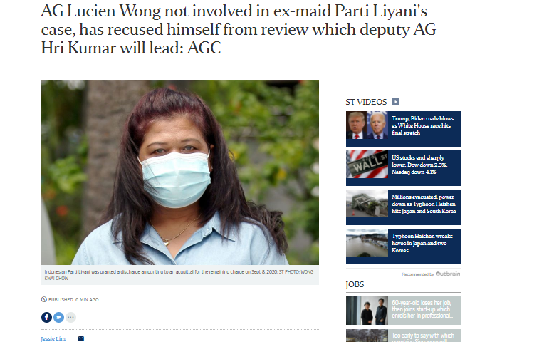 "Prior to his appointment as AG, AG Lucien Wong sat on the Board of Directors of CapitaLand Limited while Mr Liew was president and chief executive officer of the company." Note that civil society was raising this before this decision was made. Public pressure works.