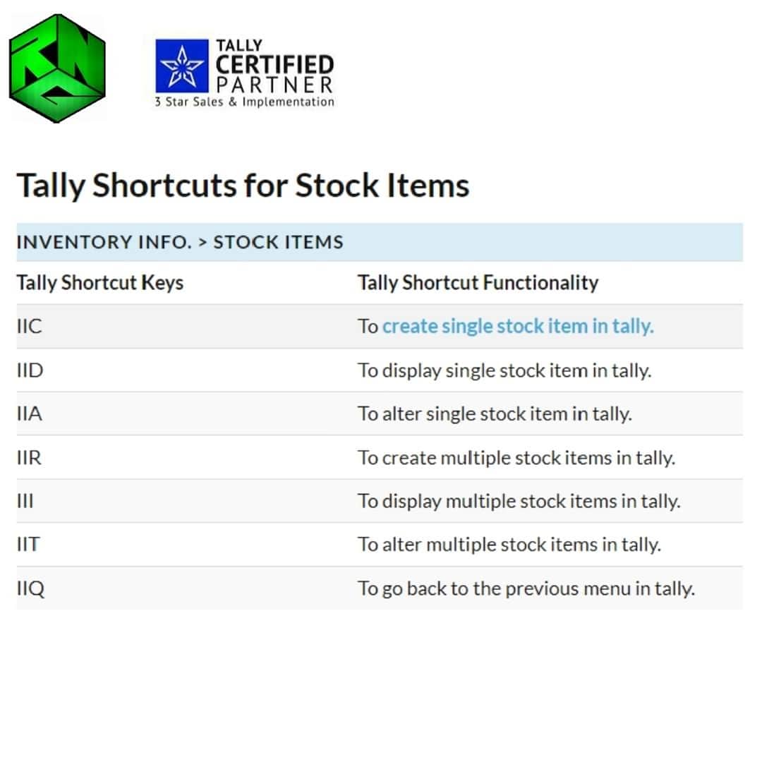 RNexgen's tweet photo. Tally shortcut keys of Stock Group, Stock Item &amp; Stock Categories https://t.co/2yy5NvQSV8