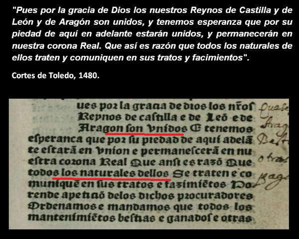 1480,Cortes Toledo: Castilla, León, y Aragón están unidos.. @RamonEspinar