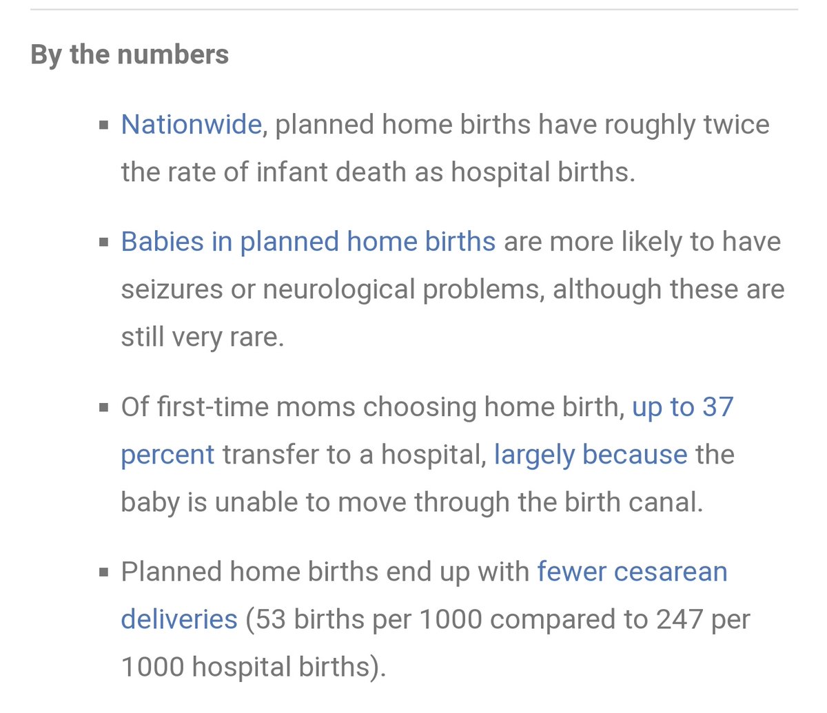 Datas indicate that , babys born via home delivery have increased mortality rate. Caesarean rate is low because only low risk pregnancies occur at home which wouldn't have required operation even if it had happened at hospital.