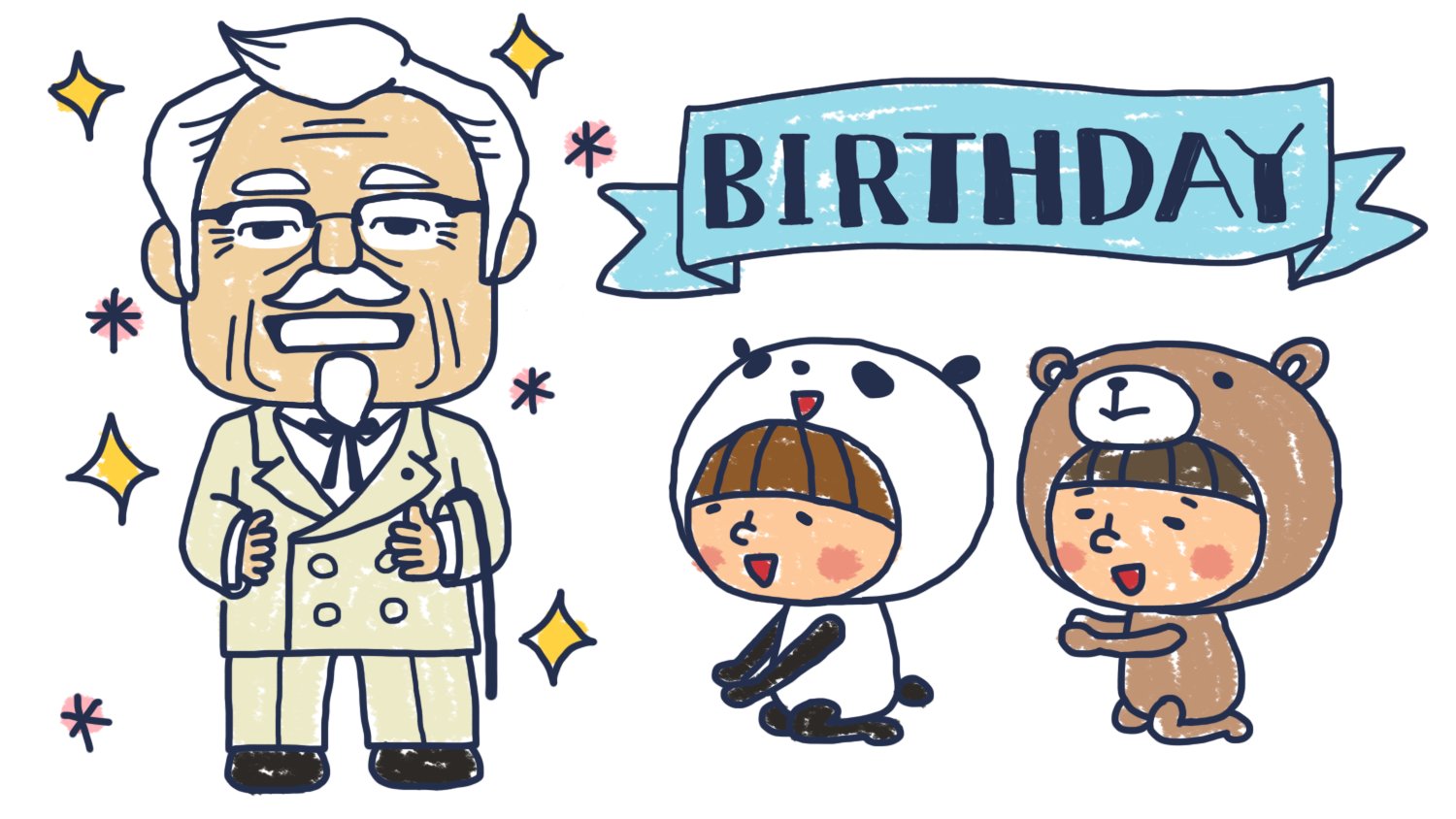 تويتر オリジナルtシャツ ホシミプリントワークス على تويتر カーネルおじさん お誕生日おめでとう あなたの作ったチキンは最高にうまいです ケンタッキーの食べ放題に行きたいです どれくらい食べれるかな カーネル生誕祭 ケンタッキー イラスト好き
