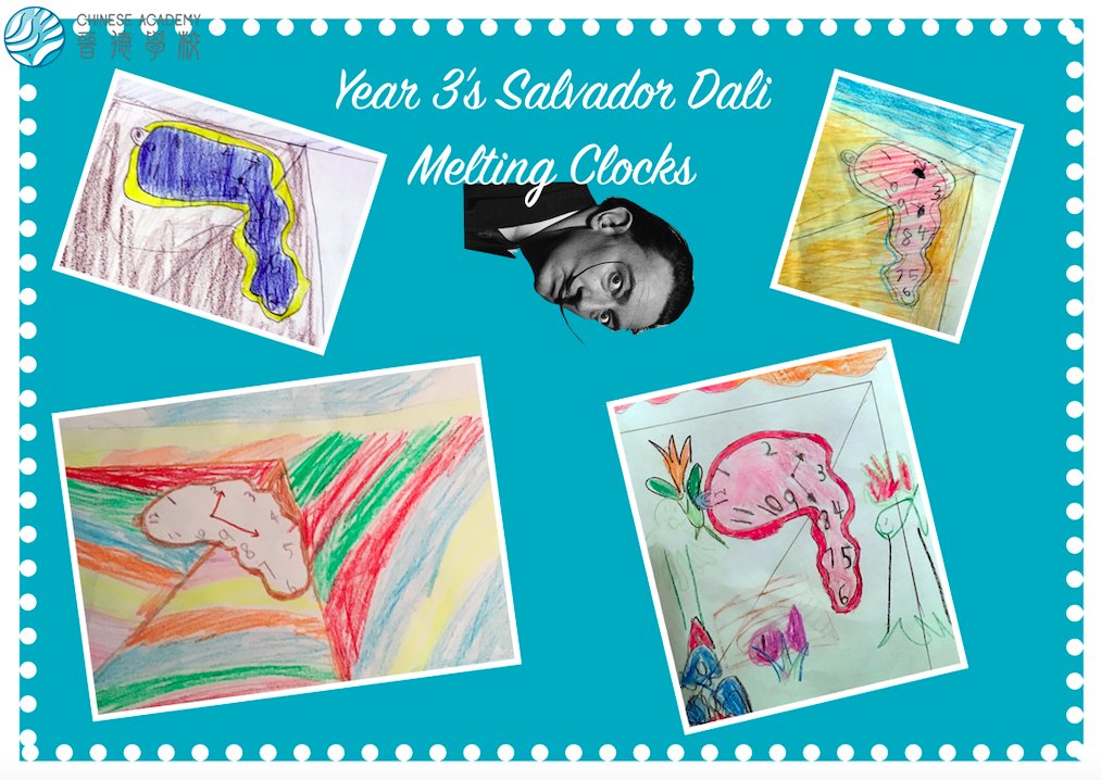 _chineseacademy's tweet photo. Year 3 drew some beautiful melting clocks and surreal landscape, inspired by Salvador Dali's painting "The Persistence of Memory" #artlesson #primaryschool #salvadordali https://t.co/CC0Xcy4uYd