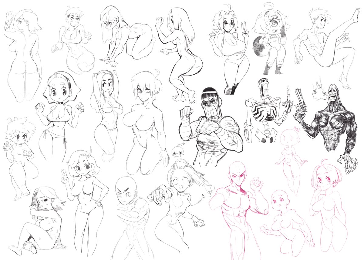 Haven't posted much personal stuff recently so here's a bunch of sketches I did as warm ups during stream commissions 