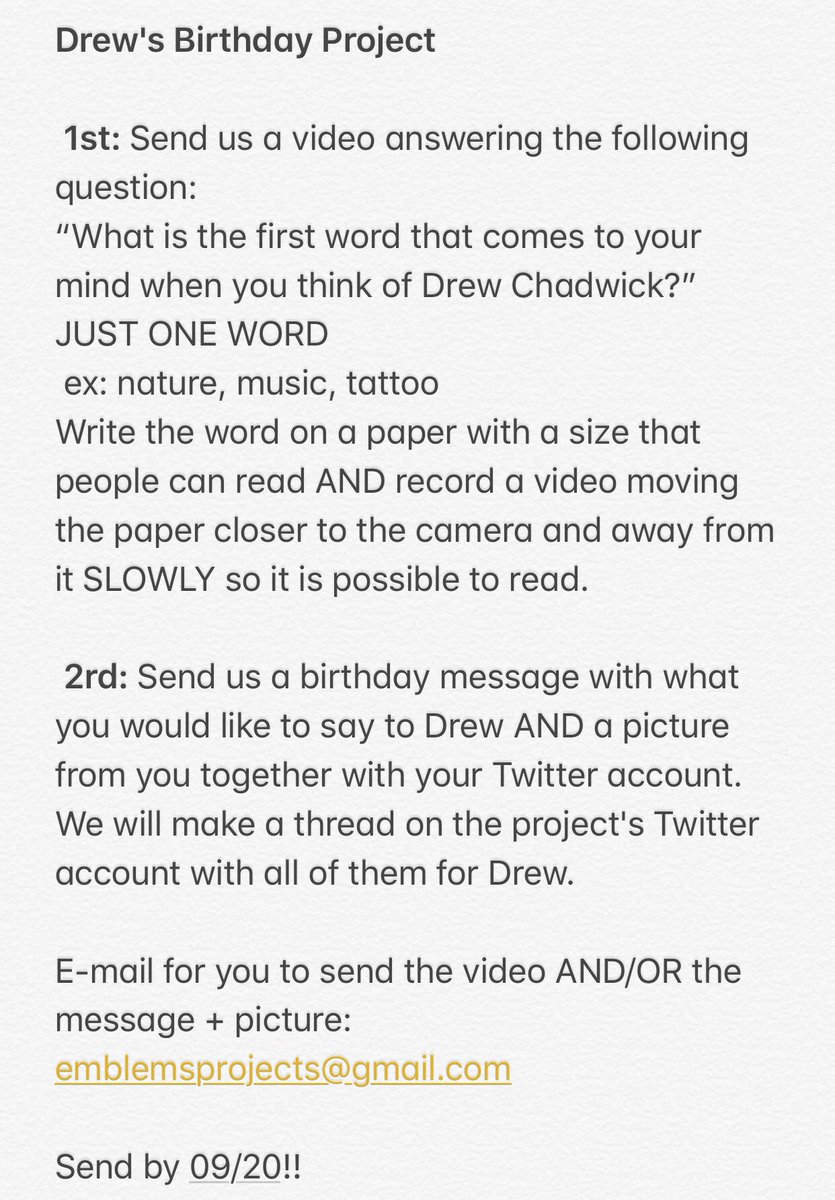 EmblemsProjects's tweet image. DREW’S BIRTHDAY PROJECT 

Tell your friends!