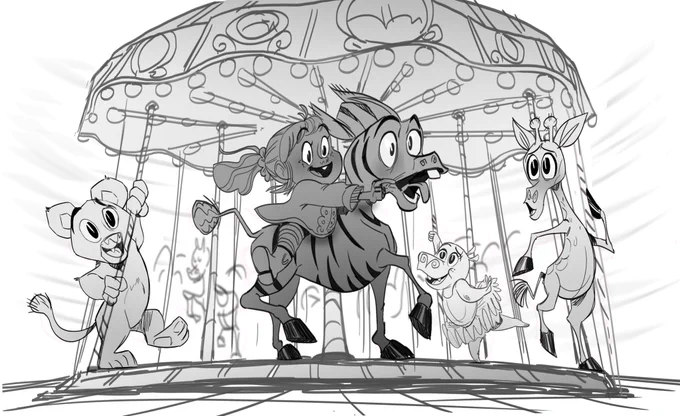 So happy to see Madagascar: A Little Wild out on Peacock and Hulu! I did some early development boarding on it in 2018. Here are some beat boards. I boarded out a music video too- the music is so charming! 