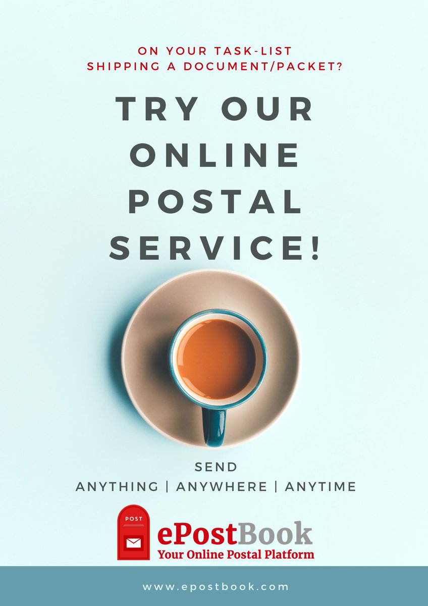 ePostBook's tweet photo. Have you got sending something on your task list?

As easy as having a cup of tea. Try ePostBook (https://t.co/agGRoR1Lyl)

Happy Shipping - Anything | Anywhere | Anytime

#epostbook #shippingworldwide #letters #documents #packet #parcels #parcelshipping #logistics https://t.co/6jRjXvMsXt