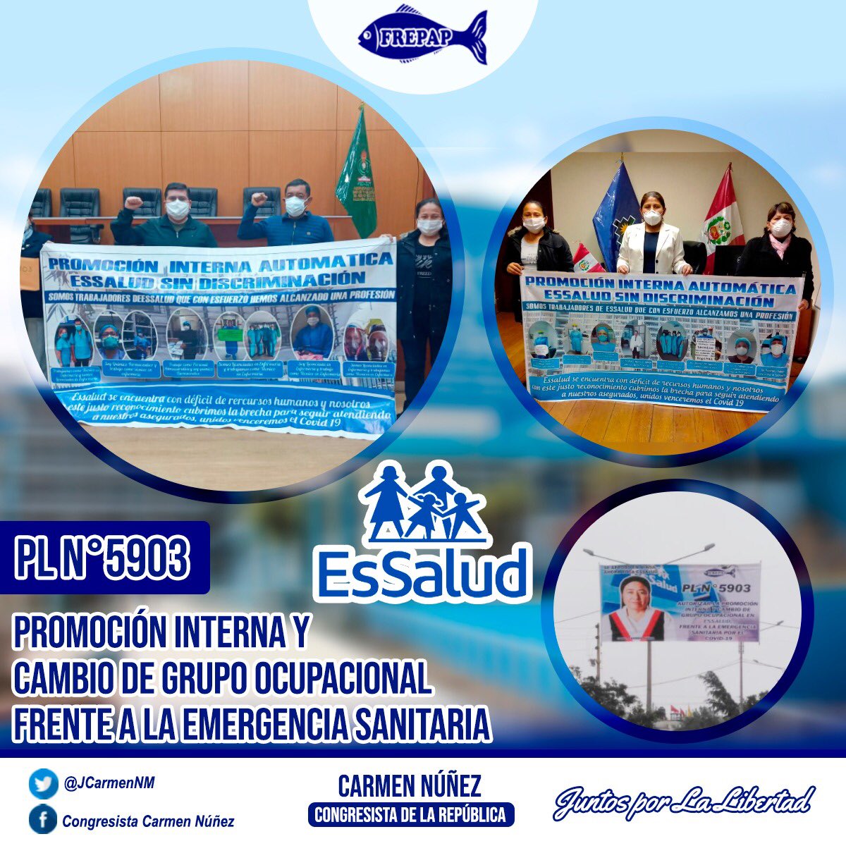 CarmenNunezM's tweet photo. #ProyectoDeLey 
Agradezco el gran esfuerzo que viene realizando la Promoción Interna en @EsSaludPeru 2020 para que el PL N°5903 siga teniendo más apoyo.
 
¡JUNTOS POR LA PROMOCIÓN INTERNA Y CAMBIO DE GRUPO OCUPACIONAL!
👉🏻 https://t.co/vdMtxMnmQy

#CarmenNúñezEstáContigo
#FREPAP https://t.co/7dqRHMjpSr