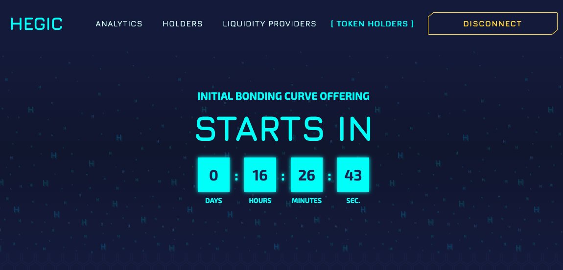 Tomorrow, at ~4 pm EST the Initial Bond Curve Offering (IBCO) for the  @HegicOptions HEGIC token kicks off for 72 hrs.I've been a Hegic user and continue to believe ze' on-chain options powered by  #Ethereum demonstrate real promise for p2p finance.