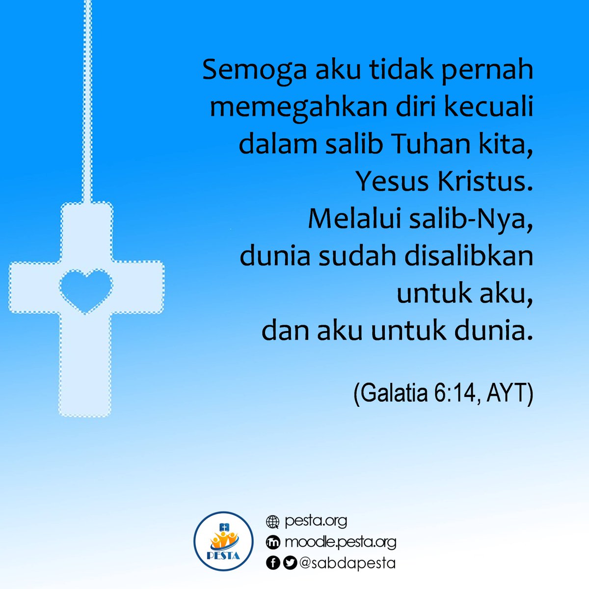 sabdapesta's tweet photo. Tidak ada campur tangan kita dalam karya keselamatan sehingga tidak ada hak juga bagi kita untuk memegahkan diri sendiri, kecuali bermegah dalam salib-Nya.

#Yesus
#Kristus
#kasihkarunia
#keselamatan
#salib
#sabdapesta
#ylsa https://t.co/15QZhxw0V8