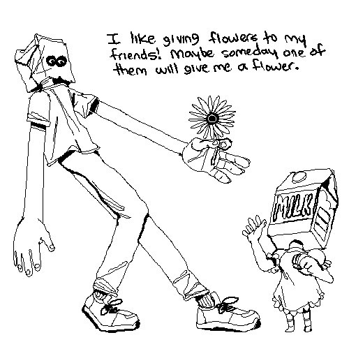 and for my last art post of the day, i offer you this simple, introspective piece. i am bag head. many of you might be too. 