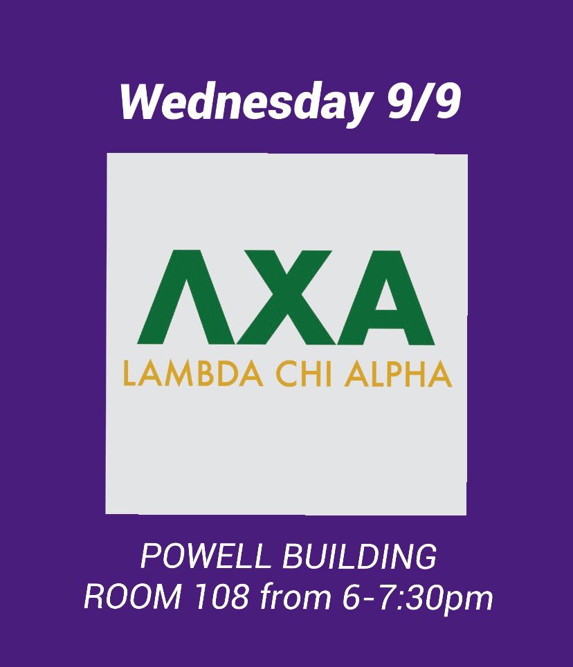 Come out tomorrow for an in-person rush event and an opportunity to meet some of the men of Lambda Chi Alpha. Remember to bring a mask and as always please DM us with any questions!