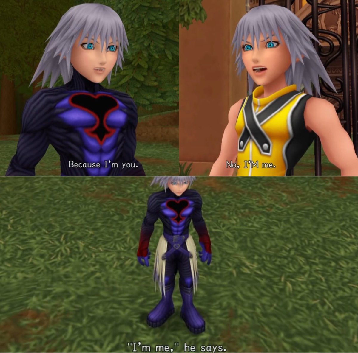 Michi_Chick's tweet photo. @promptiis replica riku is rikus clone who was made by organization xiii as a sort of bodyguard for namine and he is straight up one of the best characters in the entire series right behind actual riku. he and actual riku fight and have this fantastic exchange https://t.co/4GcjB5bvrA