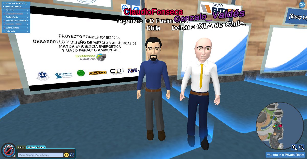 Acá estamos junto a Gonzalo Valdes <a href="/gvaldes76/">Gonzalo Valdés</a> UFRO nuestro Delegado CILA de Chile esperandolos en la sala de e-poster #interCILA para mostrarles este gran proyecto de Mezclas Asfálticas Semicalientes con aportación de RAP que realizamos en conjunto con la empresa BITUMIX <a href="/cridiaz/">Cristián Díaz</a>