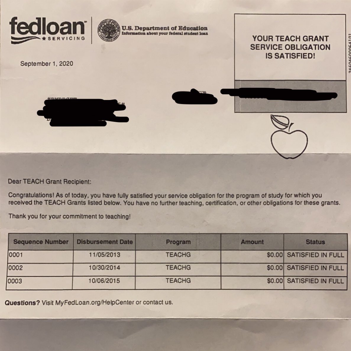 Mrs_C_Butcher's tweet photo. Exciting mail! I have officially completed my agreement to teach in an area of high need for 4 years.
I’m proud of how hard I worked for scholarships & grants so when I graduated with my bachelor’s degree that I didn’t owe any money. My “debt” is “paid” off!
#teachgrant https://t.co/g5abHmhV9S