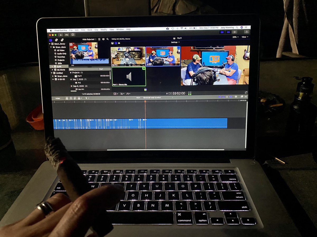 #editing the #video. It will be available tomorrow on our #YouTube channel. #b3f #podcast #comedy #humor #funny #entrpreneur #smallbusiness #haircare #hairproduct #menshaircare #menshair #mac #macbook #finalcutpro #gopro #rodemic #rodecasterpro