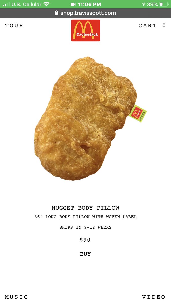 Yooo I want this giant ass chicken nugget body pillow. #TravisScottmeal # CactusJack
