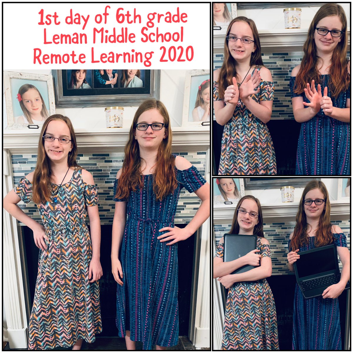andermm1's tweet photo. 1st day of 6th grade middle school for my girls @D33Leman - they enjoyed getting to meet their teachers today. @WeGoD33 #firstdayofschool #remotelearning #ILEducatorsRock https://t.co/nJStwJpchM